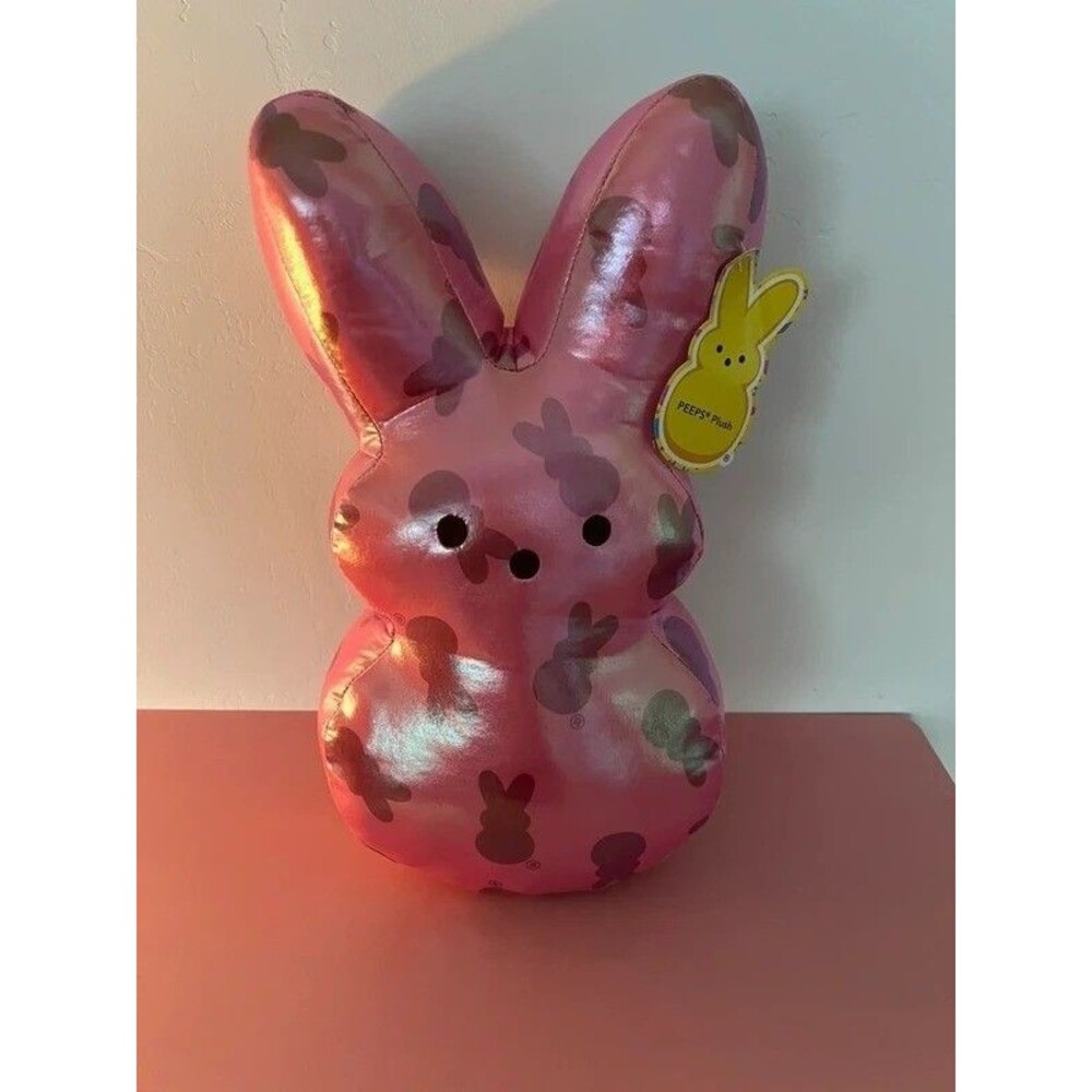 Dandee 15” Peeps Shiny Metallic Pink Bunny Easter Plush Pillow